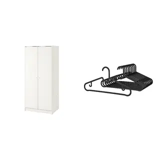 KLEPPSTAD/SPRUTTIG set: wardrobe with 2 doors + hanger, white + black, 79x55x176 cm