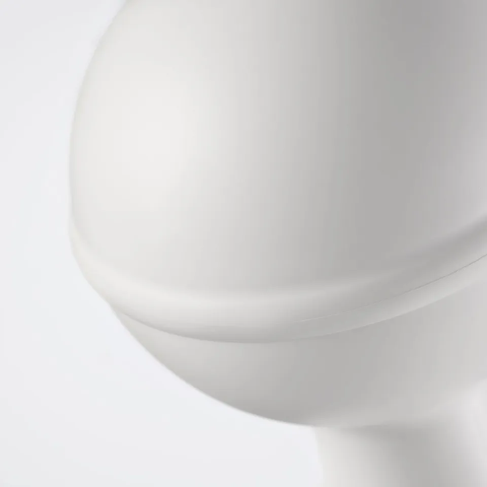 Sleek, high-quality white finial showcasing smooth, rounded design.