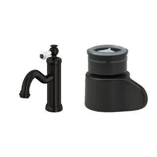 HAMNSKÄR/ÅBÄCKEN set: wash-basin mixer tap + mist nozzle for mixer tap, black, Height 19 cm