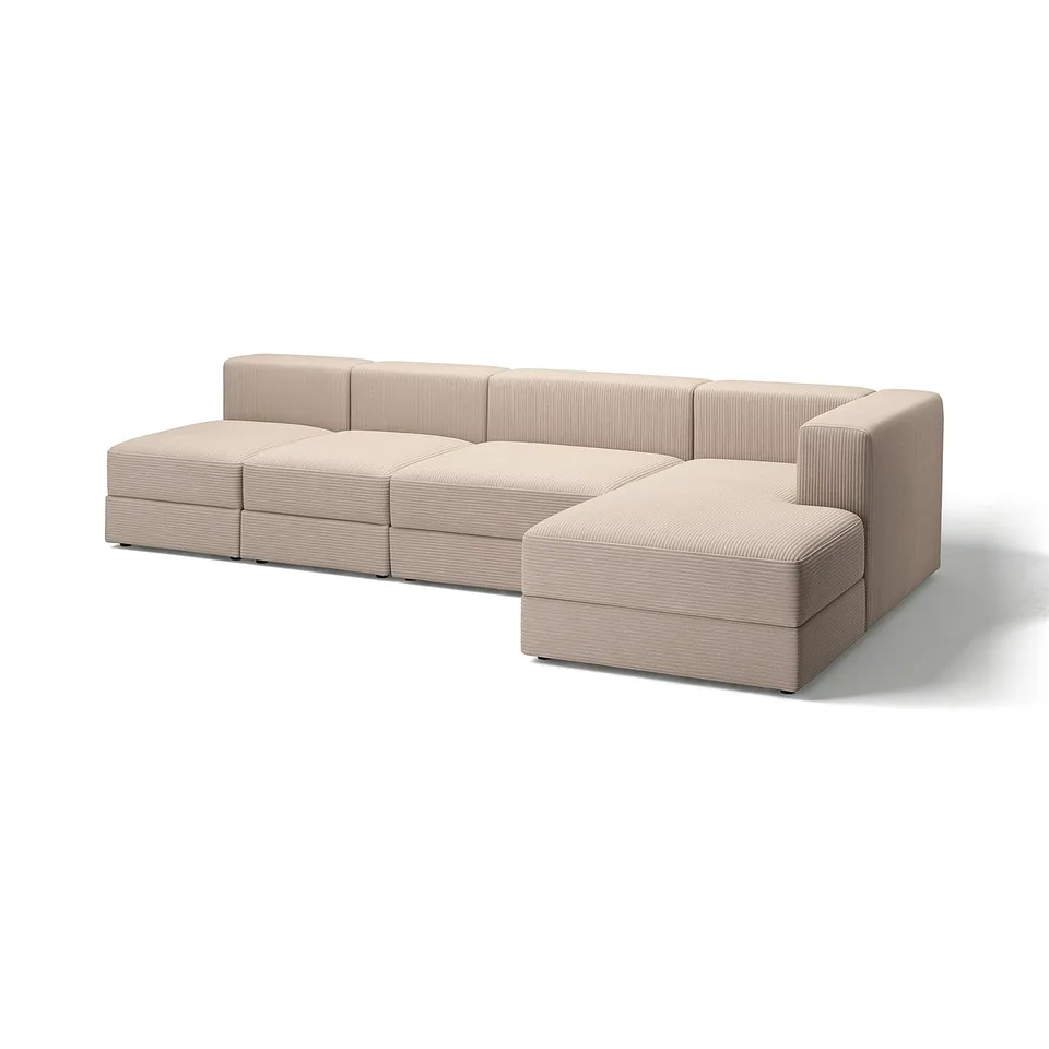 JÄTTEBO modular sofa in beige, corduroy fabric, l-shaped with storage, modern, clean lines.