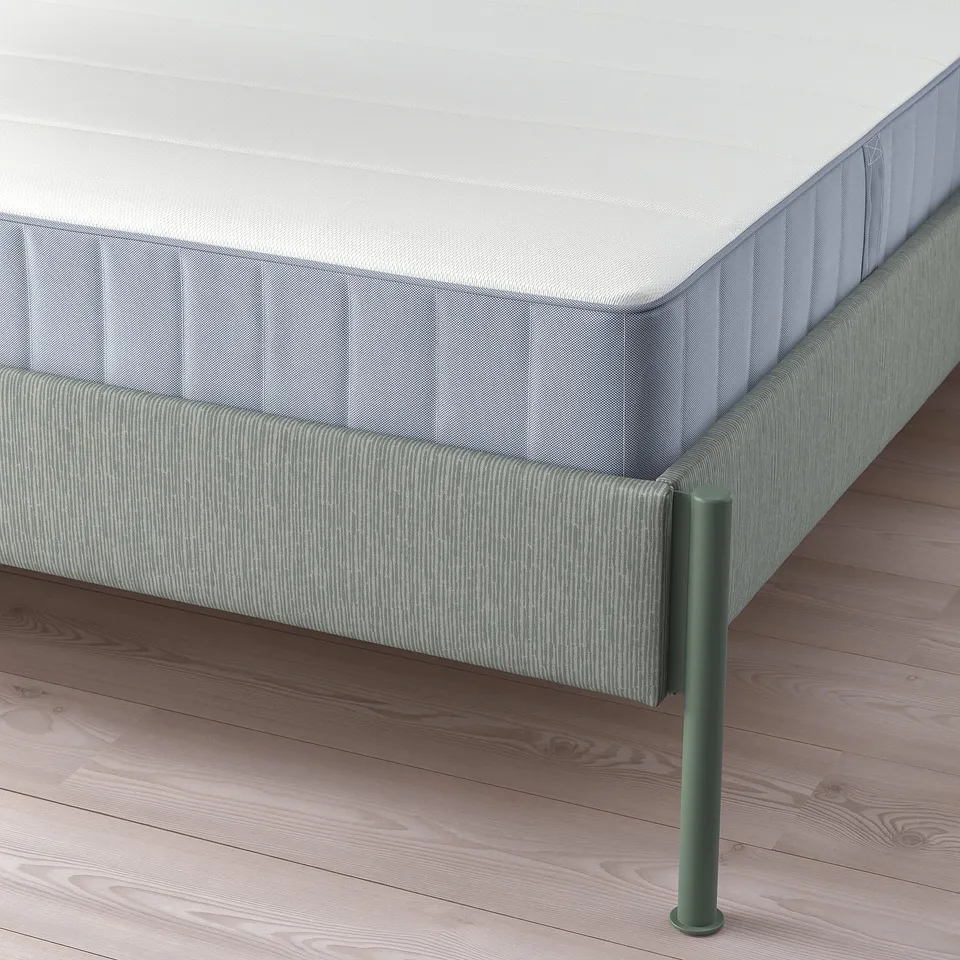 part: TÄLLÅSEN upholstered bed frame with mattress