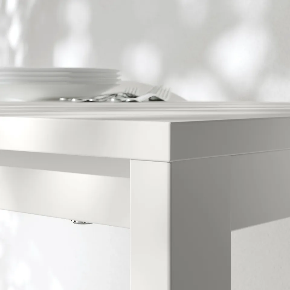 Tables clean, minimalist design & strong steel legs show robustness & stylish durability.