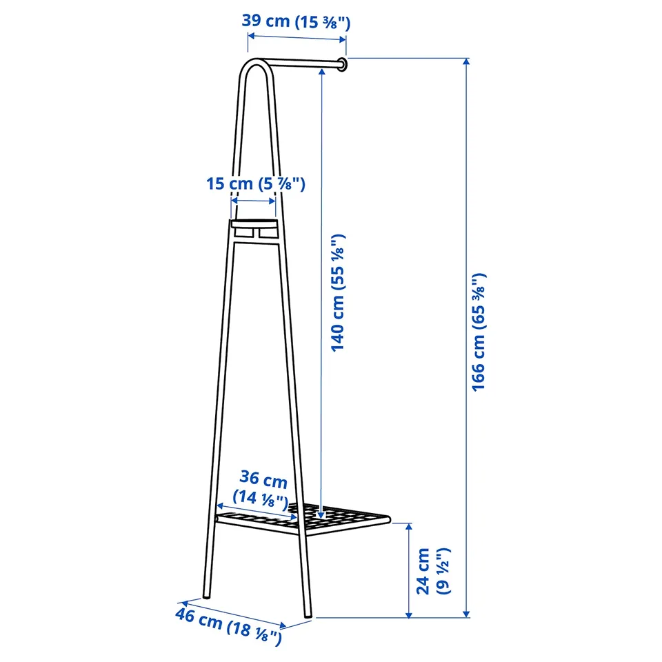 Illustration with measurements for the product: ÄLGANÄS.