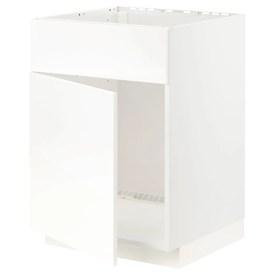 White METOD kitchen cabinet, rectangular shape, minimalist design.
