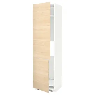 METOD high cab f fridge/freezer w 2 doors, white/Askersund light ash effect, 60x60x220 cm
