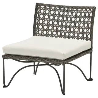JUTHOLMEN easy chair, outdoor, dark grey/Kuddarna light grey-beige, 65x73x71 cm