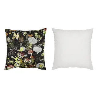 FJÄDRAR/STOCKHOLM set: cushion cover + cushion pad, black/multicolour + off-white, 50x50 cm