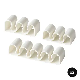 KALKSTUFF set: cable holder, set of 3 x2, white, Length 7.1 x Width 2.0 x Height 1.6 cm