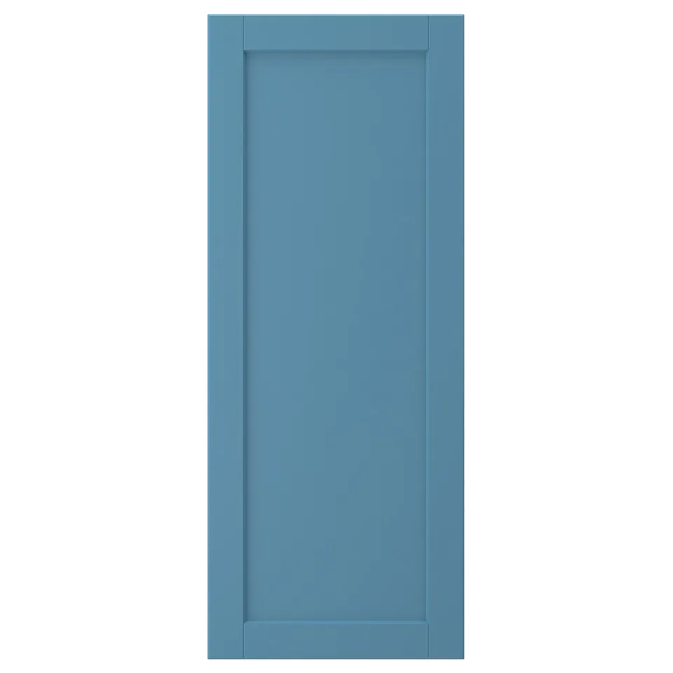 LERHYTTAN blue kitchen cabinet door, birch veneer, with bevelled wood frame.