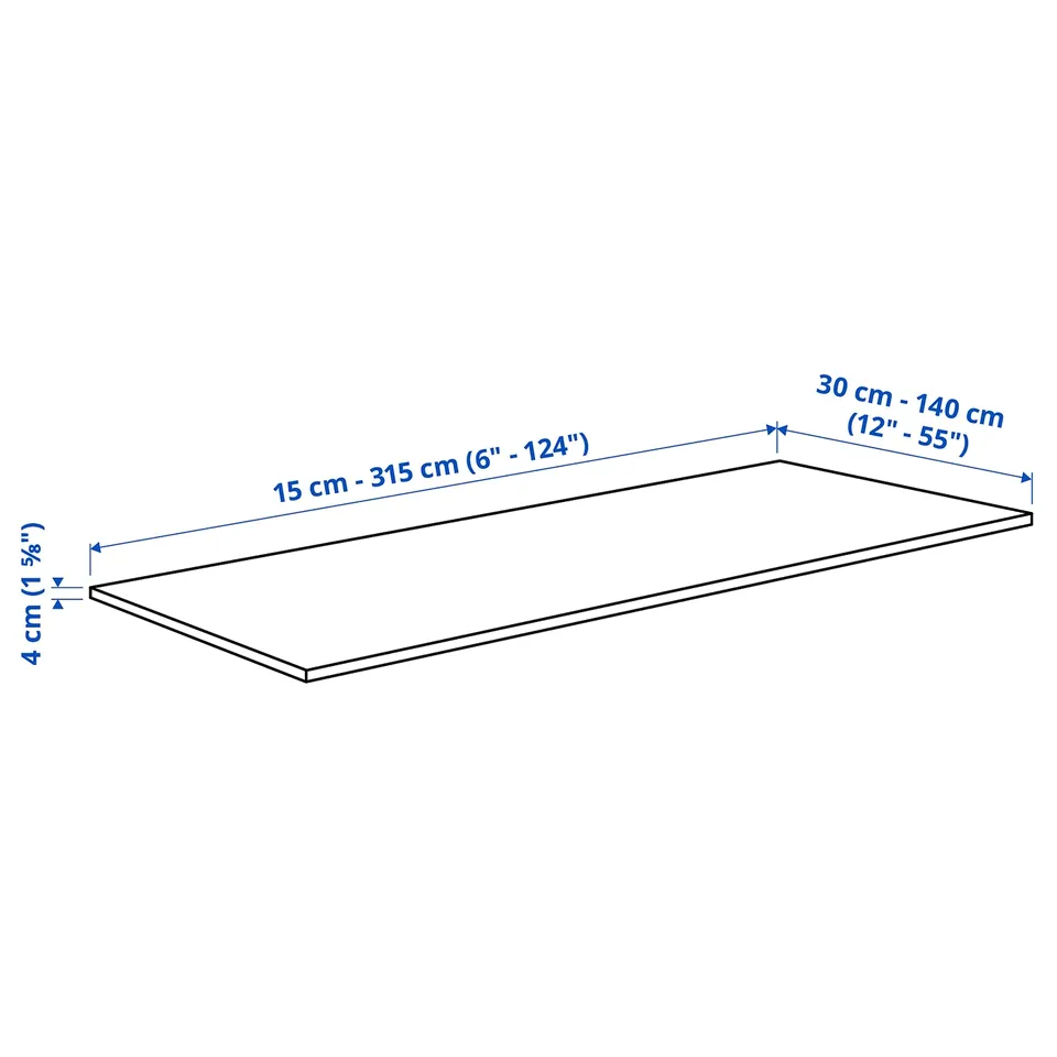 MÖCKLARP Custom made worktop, matt light grey limestone effect/high pressure porcelain, 1 m²x4.0 cm