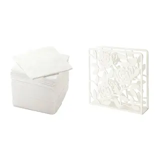 LIKSIDIG/STORÄTARE set: paper napkin + napkin holder, white, 30x30 cm