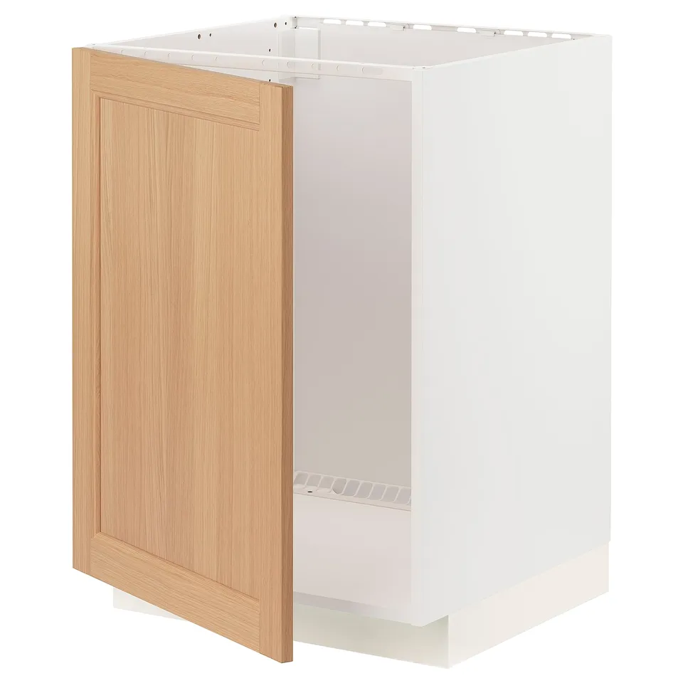 METOD kitchen cabinet, white & oak, rectangular, modern, sturdy.
