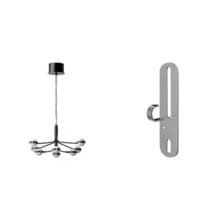 FÖRUT/STORSLINGA set: LED chandelier, 8-armed + pendant/ceiling lamp hook, black/white, 70 cm