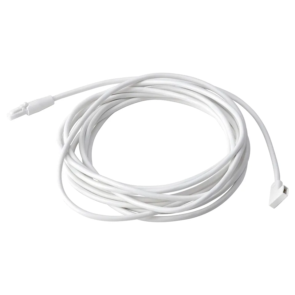 White vågdål 3. 5m extension cord for led lights, pvc and polyamide plastic, coiled design.