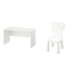 LASTARE/MAMMUT set: bench + children's chair, white + in/outdoor/white, 90x42x48 cm
