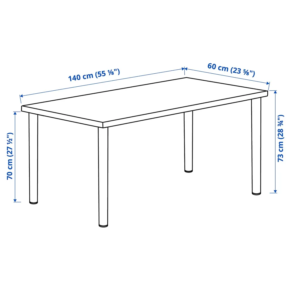 LAGKAPTEN / ADILS Desk, white/black, 140x60 cm