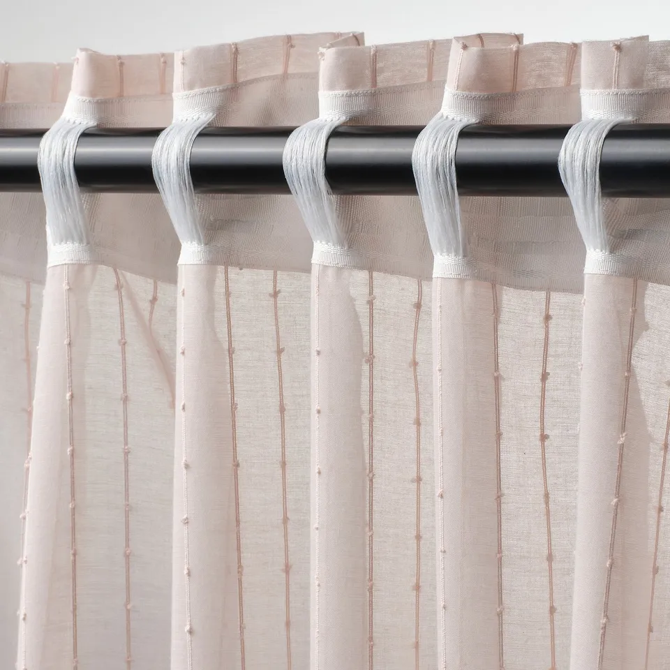 MATILDA Sheer curtains, 1 pair, pale pink/with heading tape, 145x300 cm