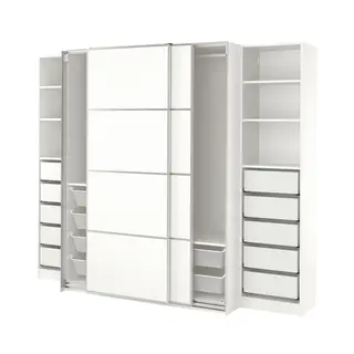 PAX / MEHAMN wardrobe, white/double sided white, 250x66x201 cm