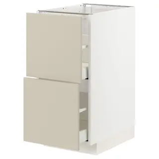 METOD / MAXIMERA base cb 2 fronts/2 high drawers, white/Havstorp beige, 40x60x80 cm