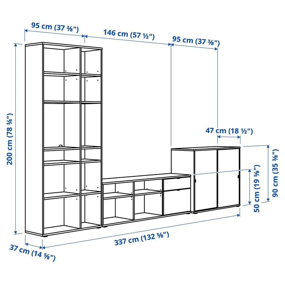 Illustration with measurements for the product: VIHALS.
