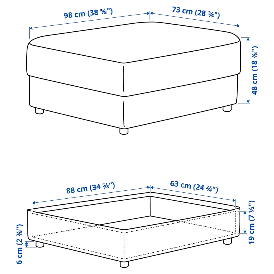 VIMLE Footstool with storage, Gunnared beige