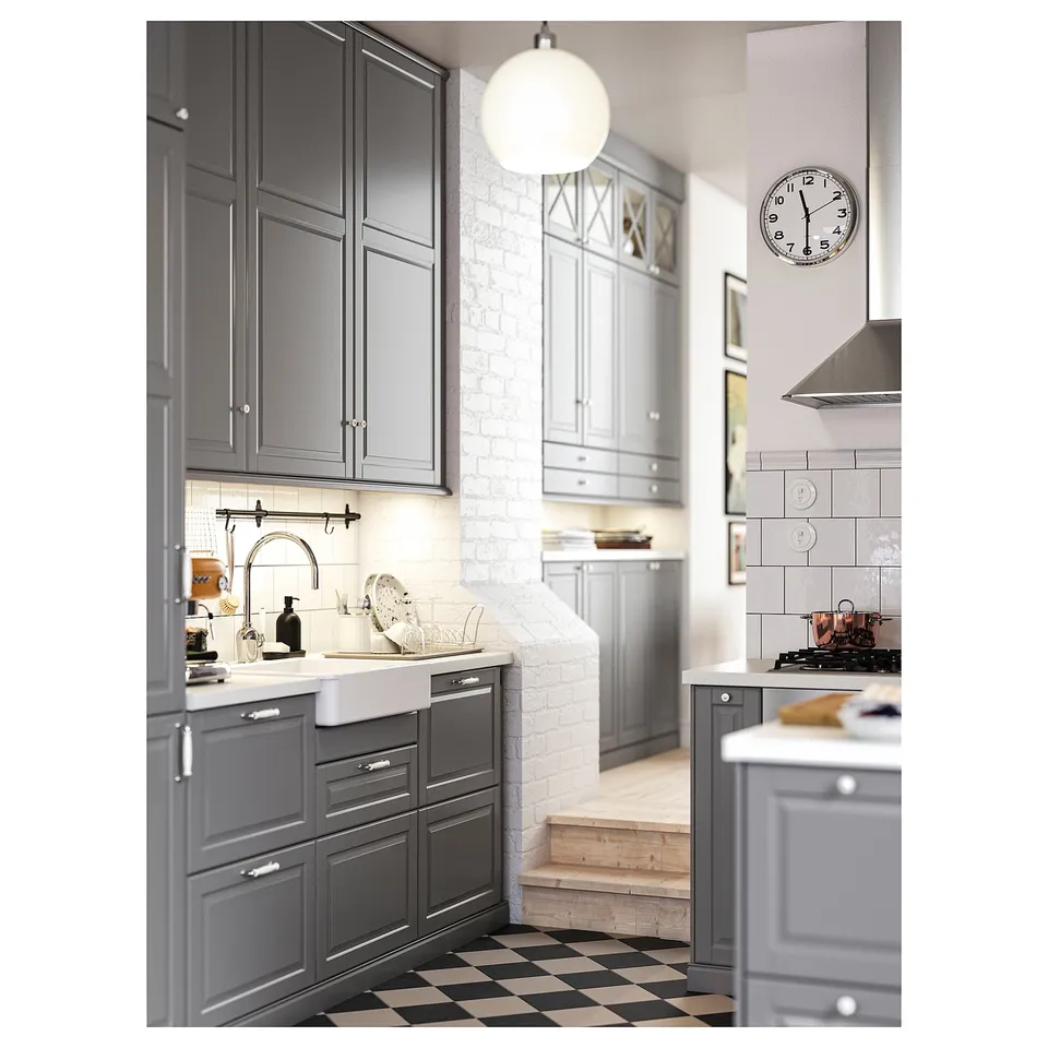 SÄLJAN Worktop, white/light grey stone effect/laminate, 186x3.8 cm