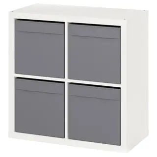 KALLAX shelving unit, white/Dröna dark grey, 77x39x77 cm