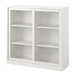 TONSTAD cabinet with sliding glass doors, off-white, 120x37x116 cm