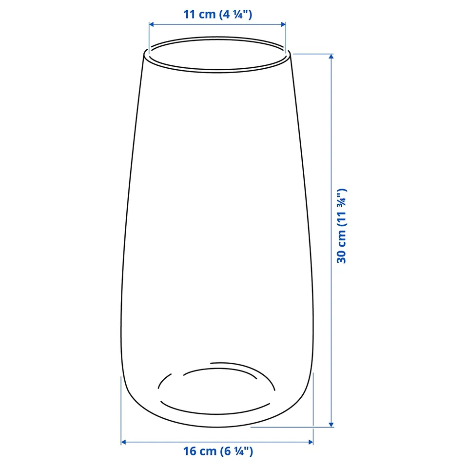 Illustration with measurements for the product: BERÄKNA.