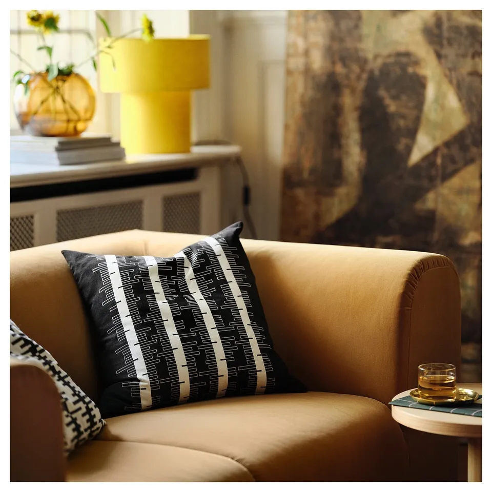STOCKHOLM 2025 Cushion cover, black/off-white, 50x50 cm