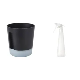 TOMAT/VÅRDTRÄD set: self-watering plant pot + spray bottle, in/outdoor transparent/anthracite + white, 15 cm