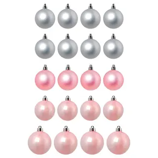 VINTERFINT tree ornament set of 20, pink/silver-colour