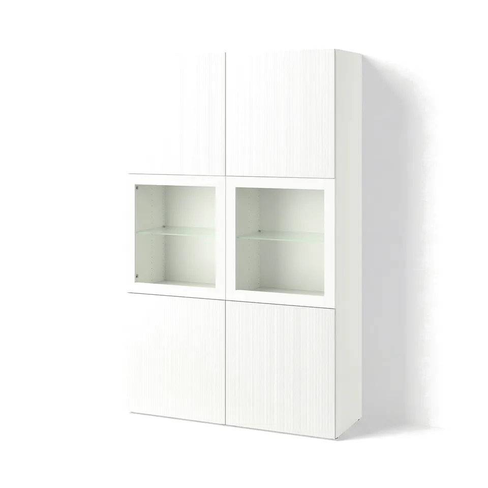 BESTÅ Storage combination w glass doors, white/Förvaltare white, 120x42x193 cm