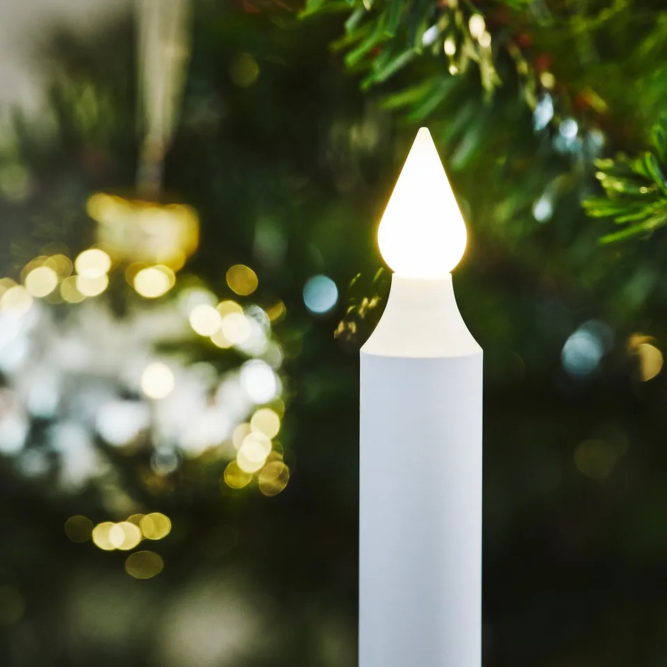 STRÅLA LED candle, clip-on battery-operated/black