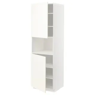 METOD high cab f micro w 2 doors/shelves, white/Vallstena white, 60x60x200 cm