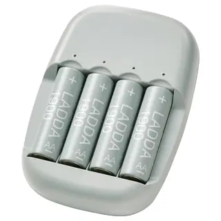 STENKOL / LADDA battery charger and 4 batteries, HR06 AA 1.2V, 1900mAh