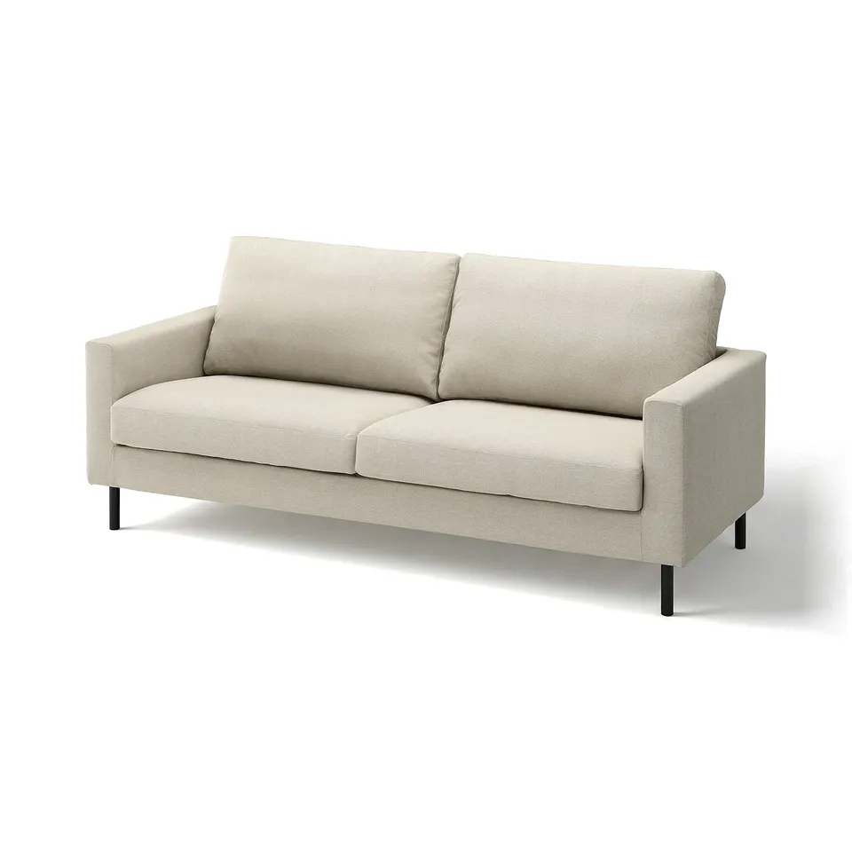 SALTSJÖBADEN sofa. Light grey, modern design with soft cushions and wooden legs.