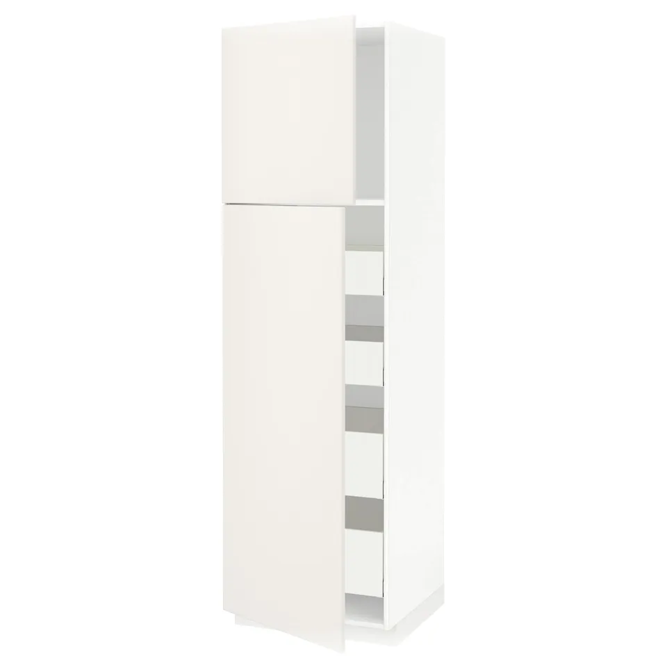 White METOD kitchen cabinet with smooth surfaces and multiple shelves.