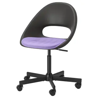 ELDBERGET / MALSKÄR swivel chair + pad, dark grey black/lilac, Width 67 x Depth 67 x Height 90 cm