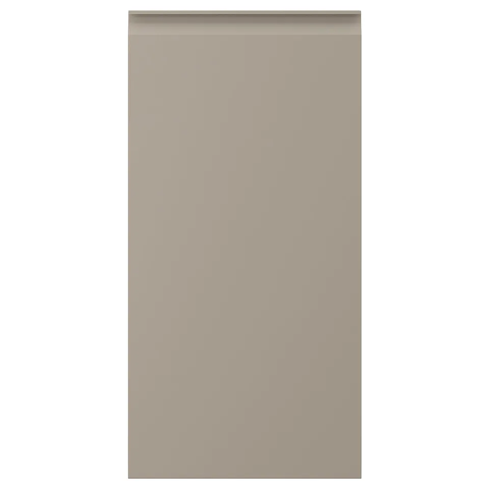UPPLÖV: matt beige kitchen cabinet with integrated handles, rectangular shape, modern design.
