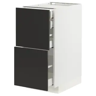METOD / MAXIMERA base cb 2 frnts/2 low/1 md/1 hi drw, white/Nickebo matt anthracite, 40x60x80 cm