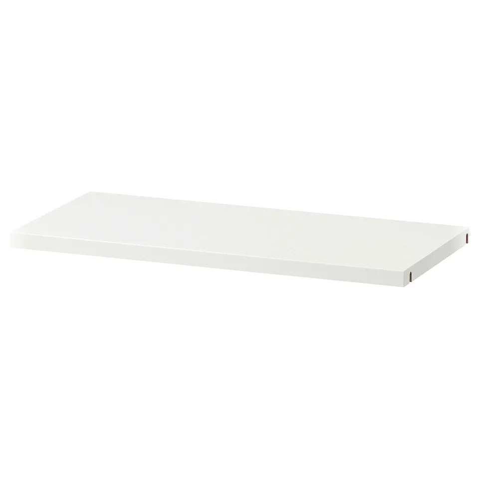 KONSTRUERA white shelf, simple, rectangular, minimalist design, ideal for organising small items.
