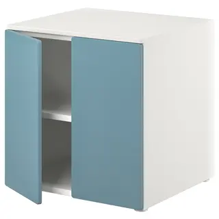 SMÅSTAD / PLATSA cabinet, white blue/with 1 shelf, Width 60 x Depth 57 x Height 63 cm