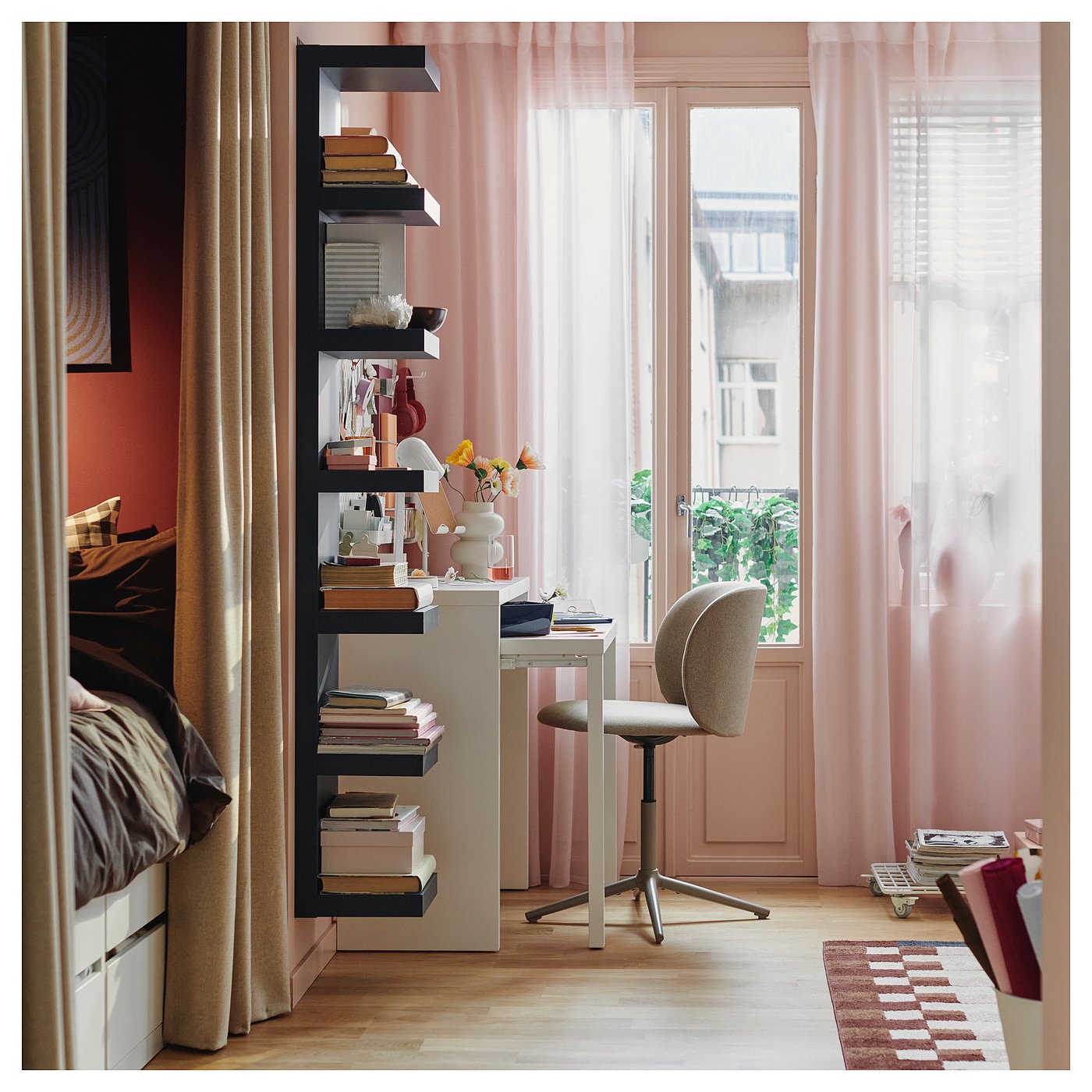 STENFRÖ Sheer curtain, 1 piece, pink/with heading tape, 300x300 cm