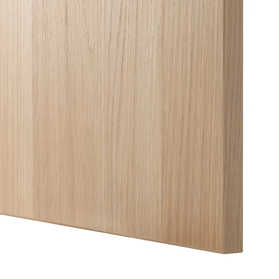 Close-up of sleek, light oak wooden surface, showcasing smooth finish and fine grain texture.