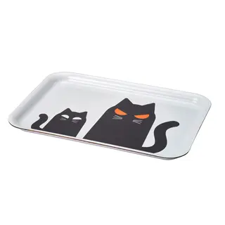 KUSTFYR tray, cat pattern white/black, Length 28 x Width 20 cm