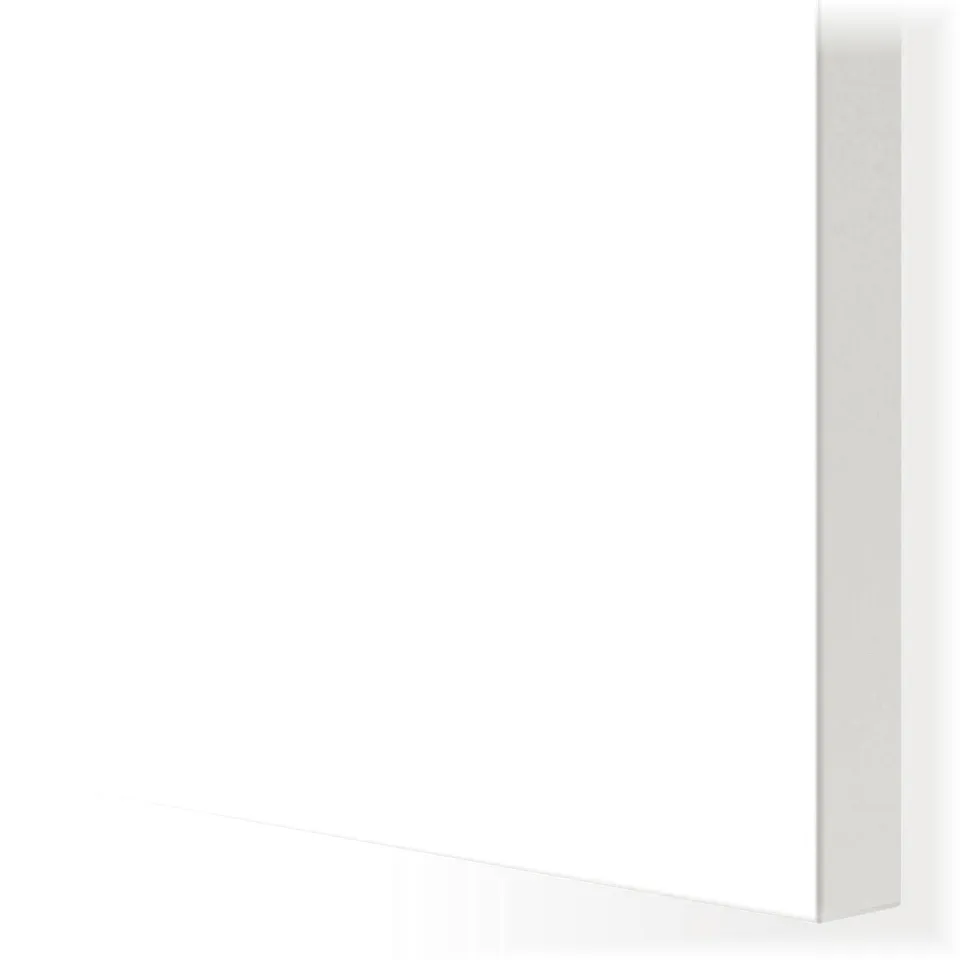 White, smooth, modern door with sleek design, perfectly aligned and well-finished edges.