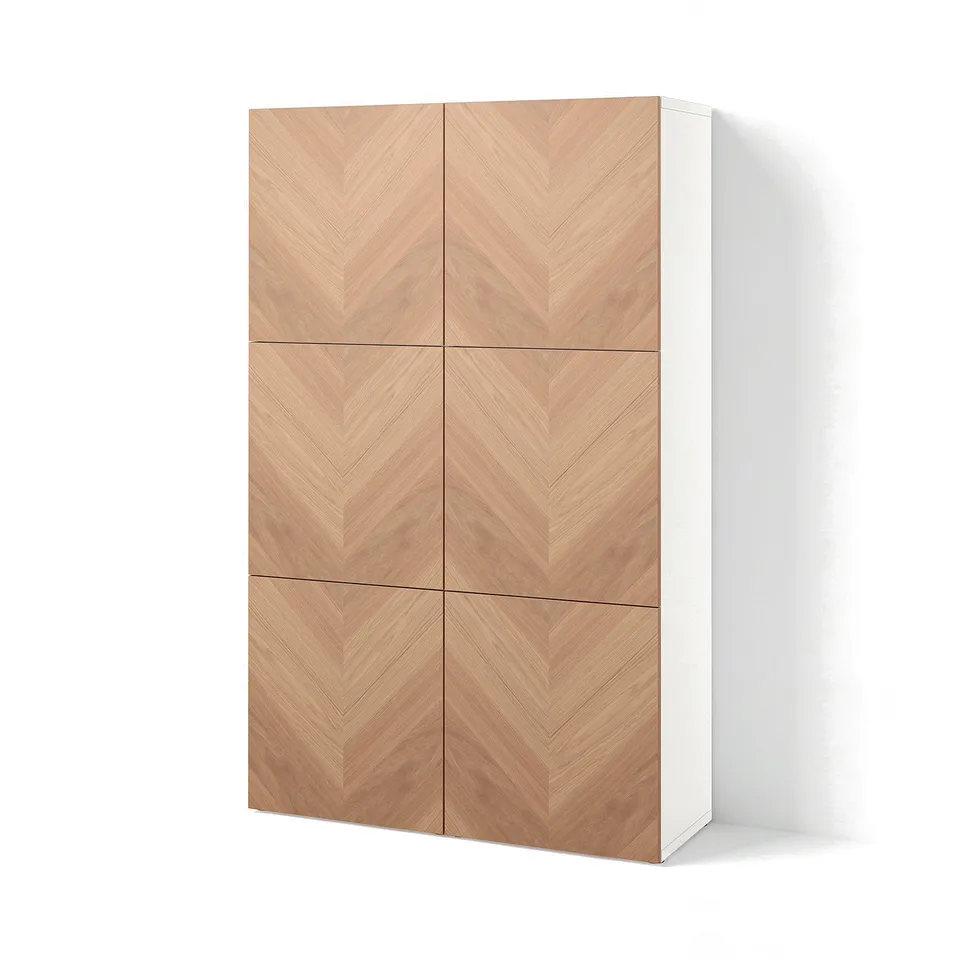 BESTÅ Storage combination with doors, white/Hedeviken oak veneer, 120x42x193 cm
