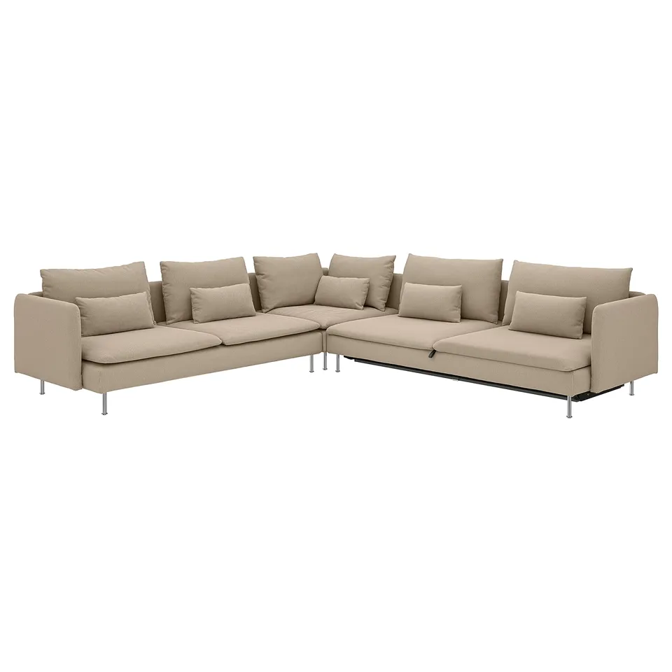 SÖDERHAMN sofa-bed, beige. Modern design, l-shaped, comfort-focused, easy-clean fabric.