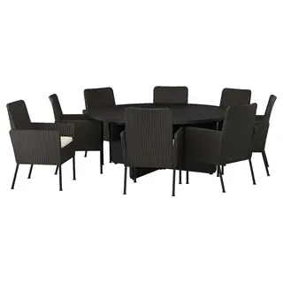 VITTSKÄR table and 8 chairs, outdoor plastic rattan dark grey/Frösön/Duvholmen beige, 187 cm